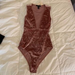 Forever 21 pink velvet bodysuit